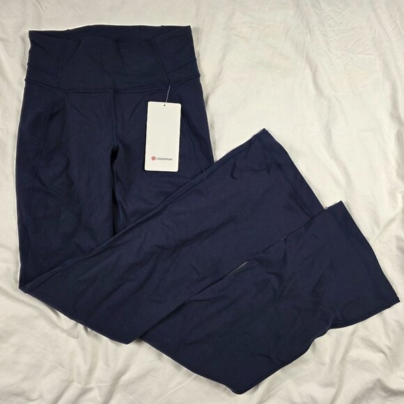 Lululemon Groove Pants Bootcut Womens Size 6 Blue High-Rise Full-On Luon Pants - Picture 1 of 12